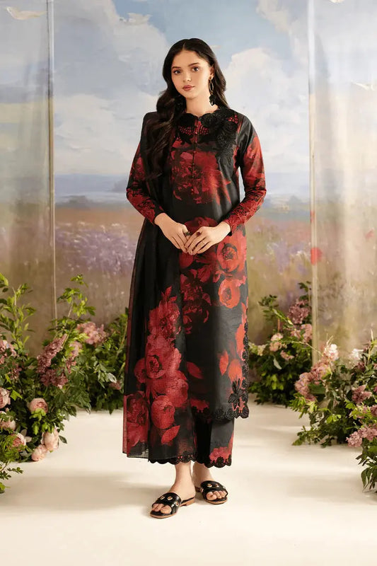 IZNIK Linen 3 Piece Digital Printed Red Floral | IZ103 My Store
